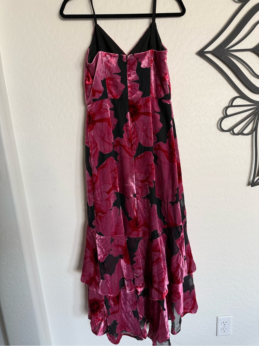 HUTCH Royce Floral Velvet Burnout Hi-Lo Slip Dress - 2 - Picture 8 of 15